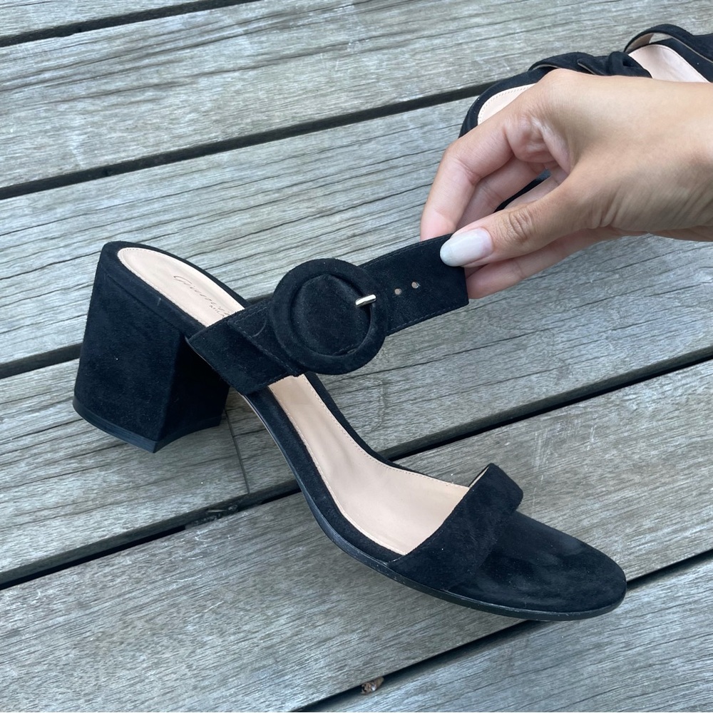 Gianvito Rossi Black suede Block Heel Sandals